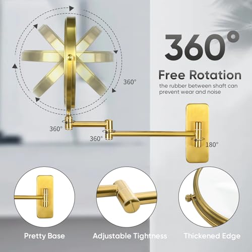 Nicesail Brass Make up Mirror Wall Mounted,1X and 7X Double-Sided Magnifying Mirror Brass Vanity Mirror for Bathroom Wall Extendable Swivel, Antique Brass Finish (8 Inch, 7X) - Image 5