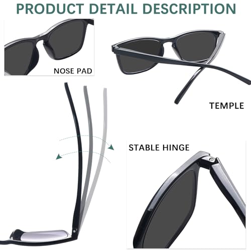 Sumkyle 3 Pack Progressive Multifocal Reading Sunglasses for Women Men UV Protection Trifocal Sun Readers with Spring Hinge (Sun 3 Mix,2.25) - Image 5