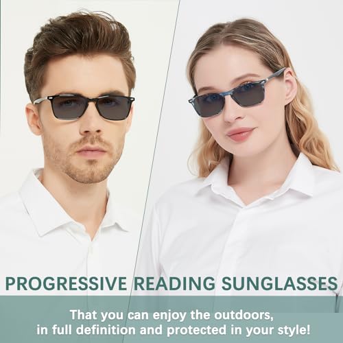 Sumkyle 3 Pack Progressive Multifocal Reading Sunglasses for Women Men UV Protection Trifocal Sun Readers with Spring Hinge (Sun 3 Mix,2.25) - Image 2