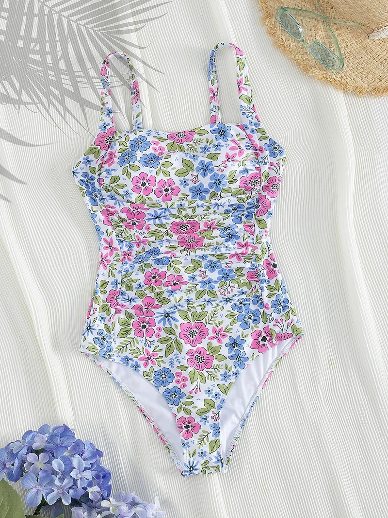 YIMISAN Women's One Piece Swimsuit Square Neck Sporty Ruched Slimming Monokini High Cut Tummy Control Bathing Suit - Image 4