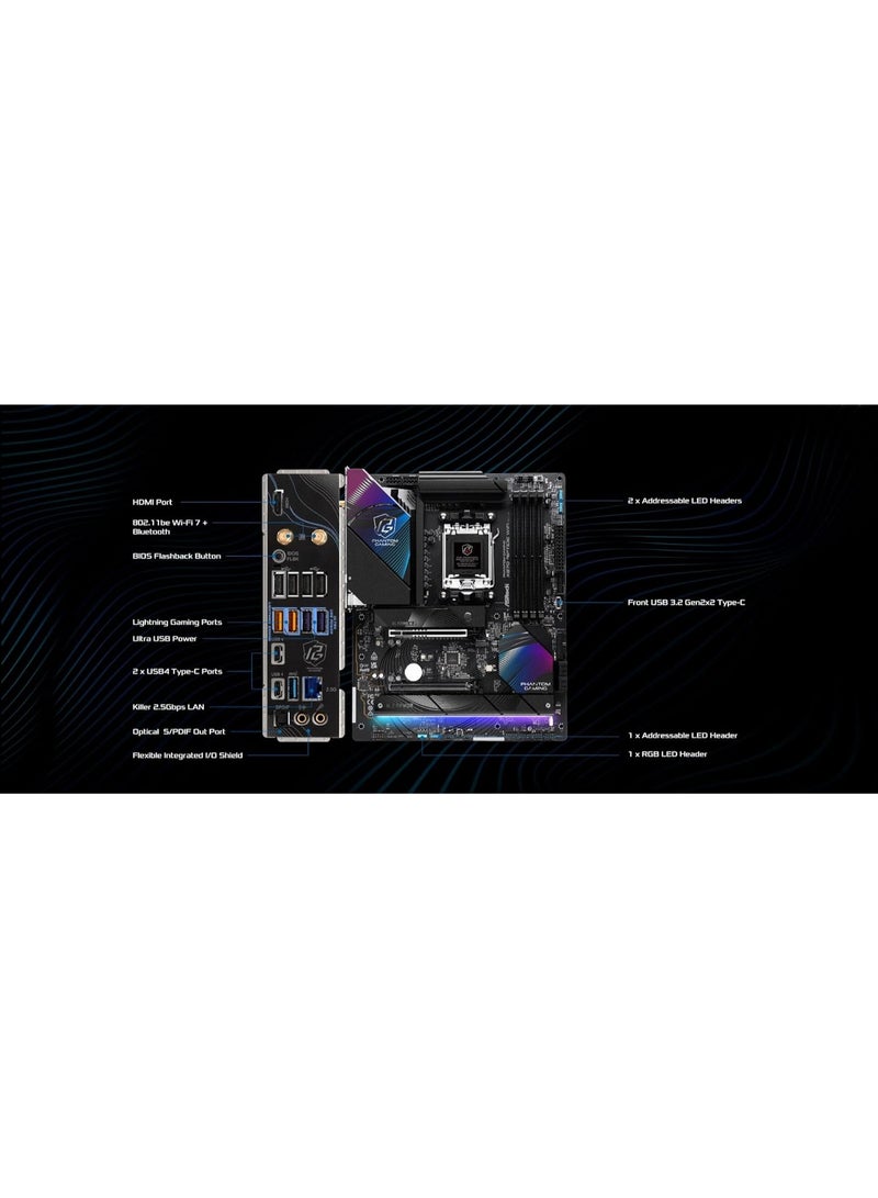 ASRock AMD X870 Riptide WiFi AM5 DDR5 PCIe 5.0 ATX Motherboard - Image 5
