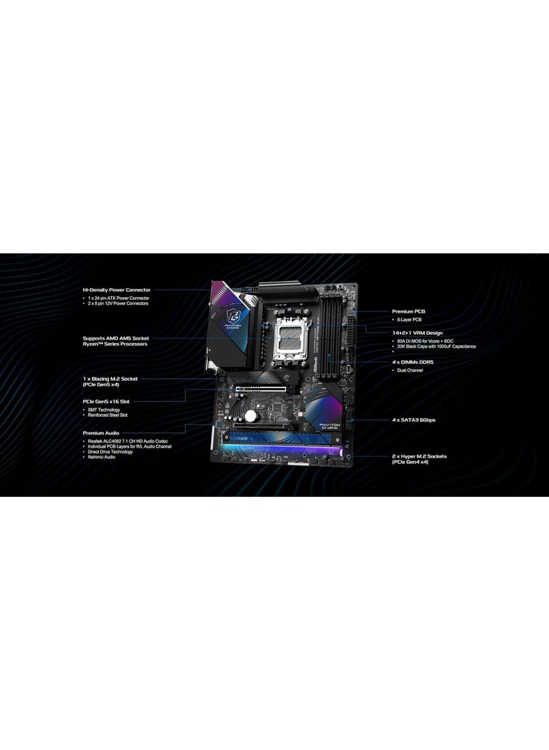 ASRock AMD X870 Riptide WiFi AM5 DDR5 PCIe 5.0 ATX Motherboard - Image 3