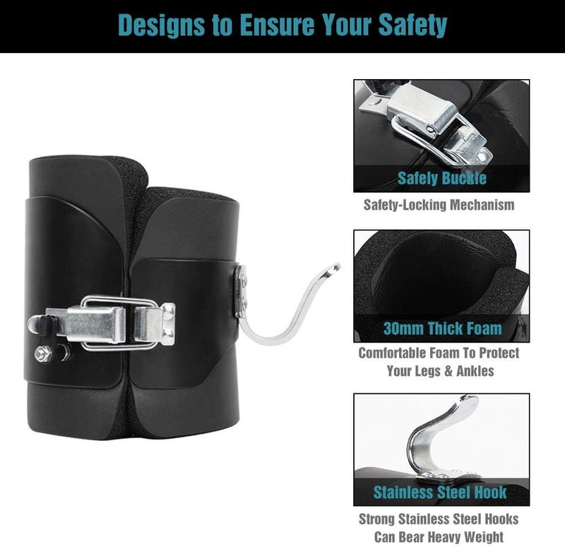 klarako Inversion Gravity Boots, 1 Pair Fitness Strength Training Hang Pull Up Boots Hanging Upside Down Hooks with Comfortable Foam Padding and Locking Mechanism - Image 5