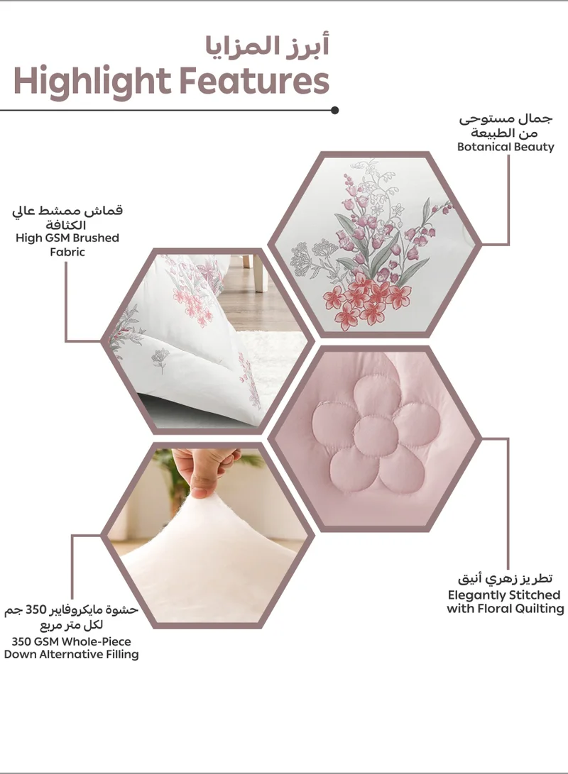 Donetella Bedding Comforter Set Single Size, 4-Pcs Bed Set Fits 120x200 Cms -Printed Bedding Set-All Season- Brushed Microfiber (طقم مفرش سرير فندقي)