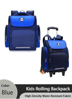 Generic Wheeled Backpack, Children's Shoulder Bag Can Climb Stairs, Reduced weight school bag,Rolling Trolley Bag, With 6 Wheels Elementary School Students Schoolbag Middle School Trolley Bookbag (Blue)  - Image 1