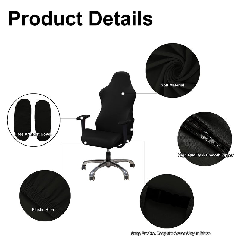 WOMACO Gaming Chair Slipcover Stretch Seat Chair Cover for Leather Computer Reclining Racing Ruffled Gamer Chair Protector (Black, One-Size) - Image 3
