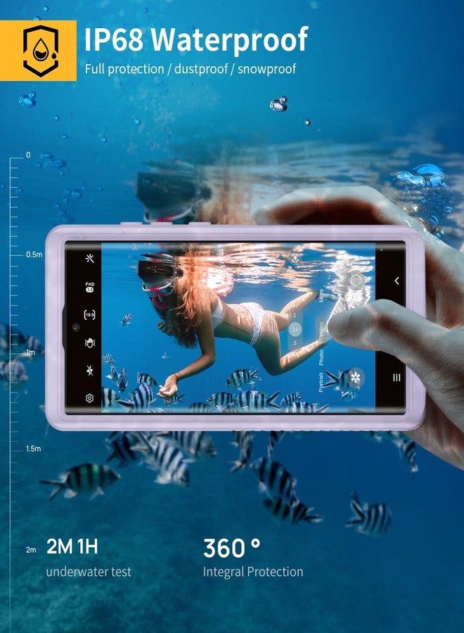 جراب Lanhiem لهاتف Samsung Galaxy S23 Ultra، جراب مقاوم للماء والغبار IP68 مع واقي شاشة مدمج، غطاء هاتف واقٍ كامل الجسم لهاتف Galaxy S23 Ultra 5G مقاس 6.8 بوصة، أرجواني - Image 2