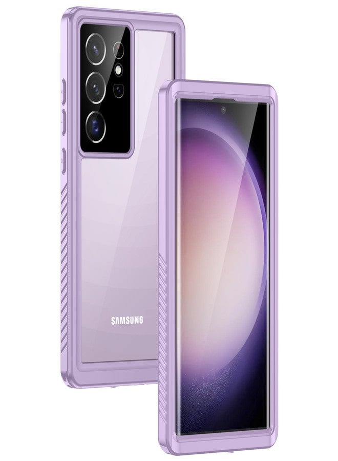 جراب Lanhiem لهاتف Samsung Galaxy S23 Ultra، جراب مقاوم للماء والغبار IP68 مع واقي شاشة مدمج، غطاء هاتف واقٍ كامل الجسم لهاتف Galaxy S23 Ultra 5G مقاس 6.8 بوصة، أرجواني - Image 1