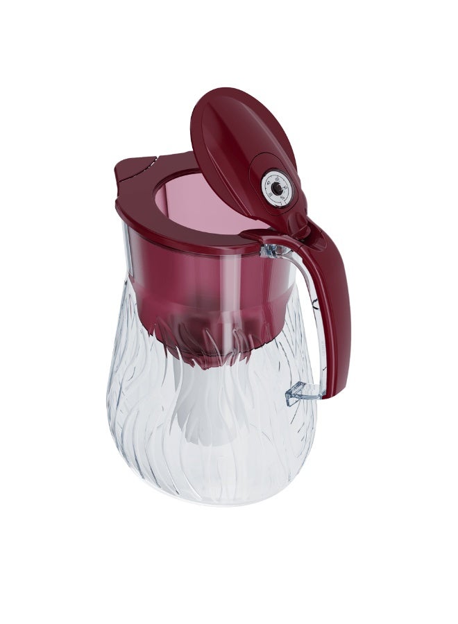 Aquaphor إبريق فلتر مياه أورليانز A5 Mg، سعة 4.2 لتر، مقاوم للصدمات ويبدو كزجاج، يقلل من الكلور والرصاص والصدأ، تصميم مدمج يناسب الثلاجة، خالي من BPA، إبريق تنقية مياه للاستخدام اليومي مع خرطوشة A5 Mg (كرز) - Image 1