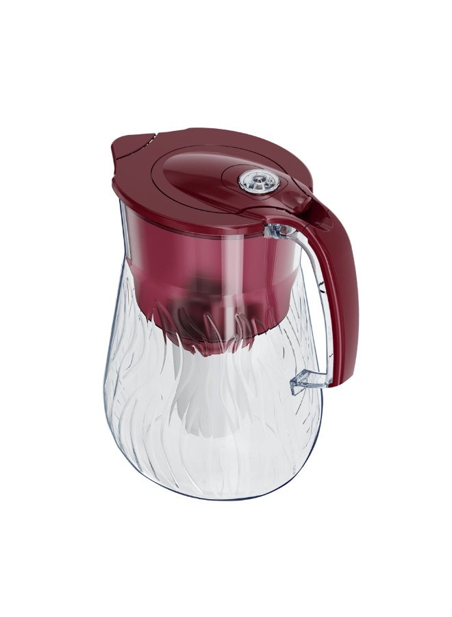 Aquaphor إبريق فلتر مياه أورليانز A5 Mg، سعة 4.2 لتر، مقاوم للصدمات ويبدو كزجاج، يقلل من الكلور والرصاص والصدأ، تصميم مدمج يناسب الثلاجة، خالي من BPA، إبريق تنقية مياه للاستخدام اليومي مع خرطوشة A5 Mg (كرز) - Image 4