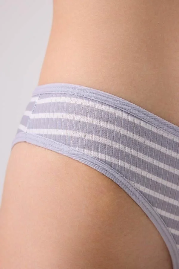 COTTONHILL Cotton Striped Patterned Camisole Women's Thong Panties 5-Pack