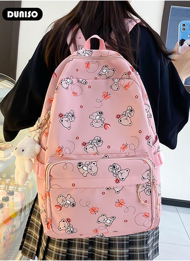 DUNISO 3PCS Kids School Backpack Set Canvas Laptop School Bag Sets for Kids with Lunch Bag,Pencil Box,Large-capacity Bookbag for Girls Boys Back to School Supplies  - Image 2