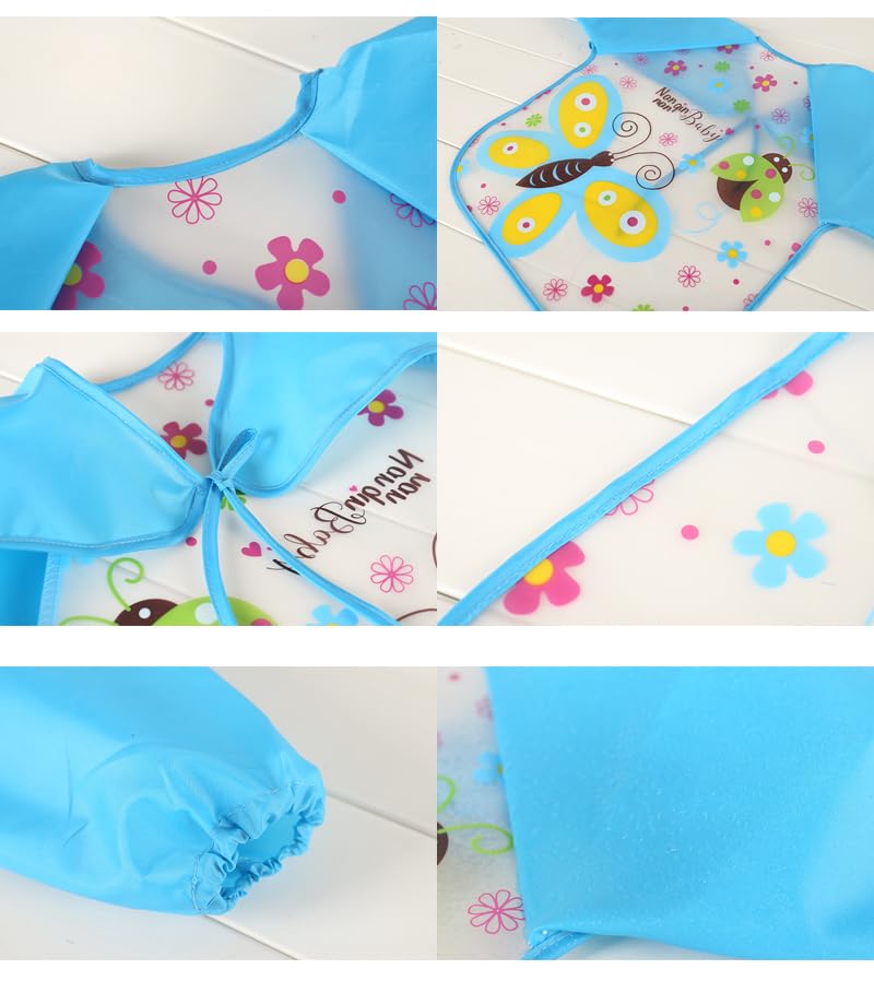 DOMENICO Baby Silicon Bib/Apron for Feeding Infants and Toddlers with Detachable Food Catcher, Waterproof (Random Colours And Prints) (Pack of 2) - Image 2