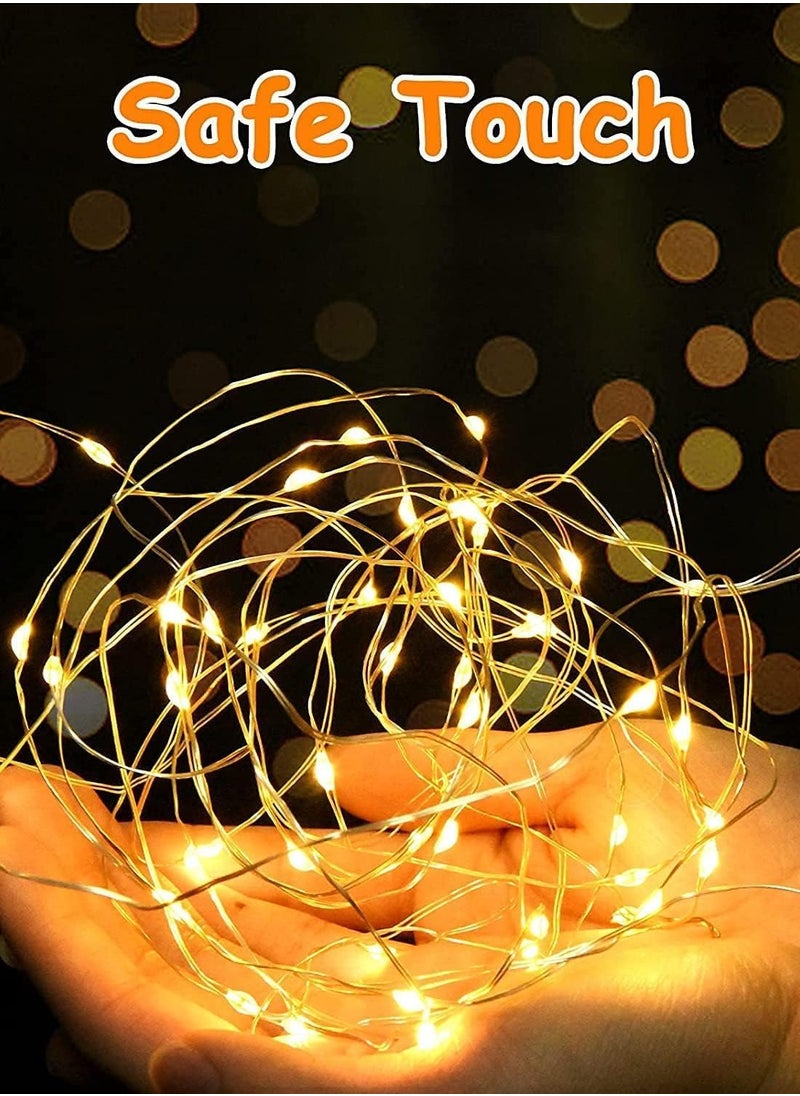 Generic 100 LED String Lights for Indoor Outdoor Use Festive Lights Battery Operated Fairy Twinkle Lights for Trees Room Bedroom Wedding Birthday Eid Diwali New Year Warm White Clear Wire (10M)  - Image 2