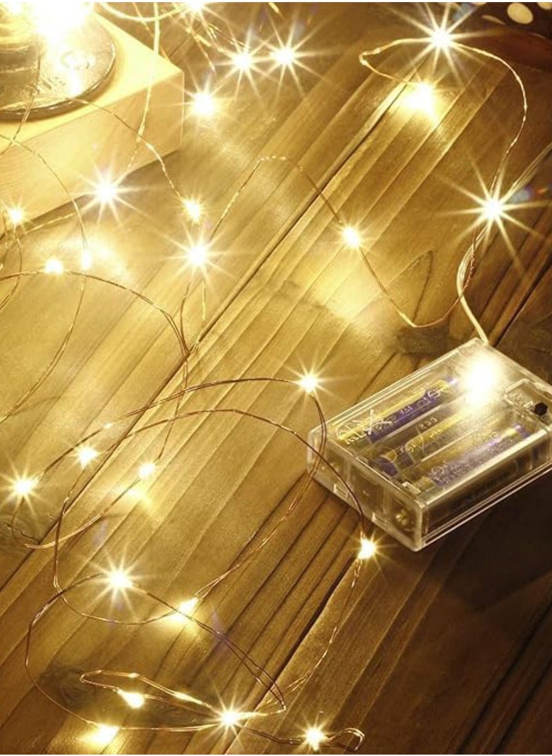 Generic 100 LED String Lights for Indoor Outdoor Use Festive Lights Battery Operated Fairy Twinkle Lights for Trees Room Bedroom Wedding Birthday Eid Diwali New Year Warm White Clear Wire (10M)  - Image 5