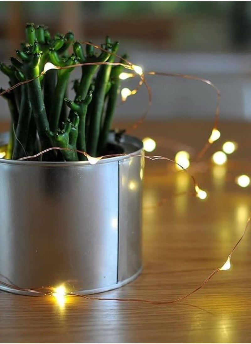Generic 100 LED String Lights for Indoor Outdoor Use Festive Lights Battery Operated Fairy Twinkle Lights for Trees Room Bedroom Wedding Birthday Eid Diwali New Year Warm White Clear Wire (10M)  - Image 4