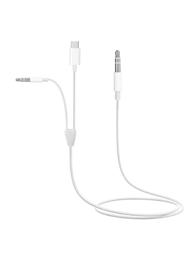 NIBEMINENT 2-In-1 Aux Audio Type-C Cable 1meter White - Image 1