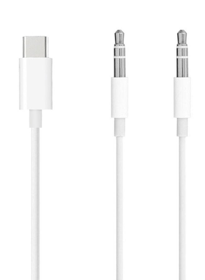 NIBEMINENT 2-In-1 Aux Audio Type-C Cable 1meter White - Image 2