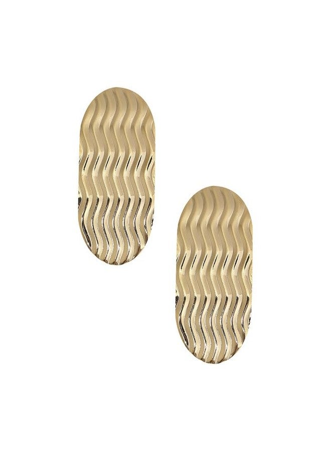 SOHI Women's Zig-Zag Circular Stud Earrings For Casual Wear | Gold Colour | Alloy Material | Push Pin Closure | Metallic Earrings | Fashion Stud Earrings For Woman & Girls - Image 1