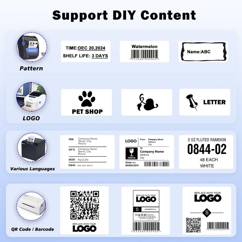 LENVII 40x70mm (1.57"x2.76") Thermal Labels 800 Sheets - 8 Rolls × 100 Labels, 3-Proof (Water/Oil/Scratch) Multi-Use Adhesive Stickers for Address/Barcode/FNSKU Tags -Home/Office/Product/Gift Labeling - Image 5