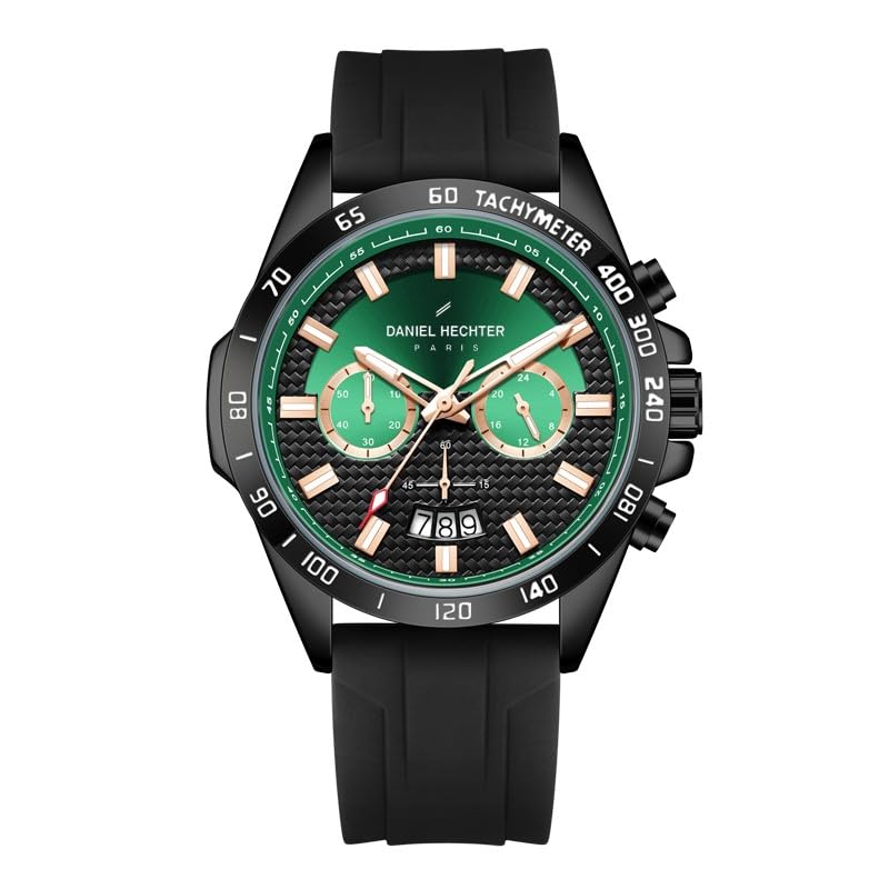 Daniel Hechter Paris Pantheon Collection Pantheon Collection Unique Multifunctional Watch for Men with Textured Round Dial Silicon Strap & Date Indicator-DHM1010 - Image 1