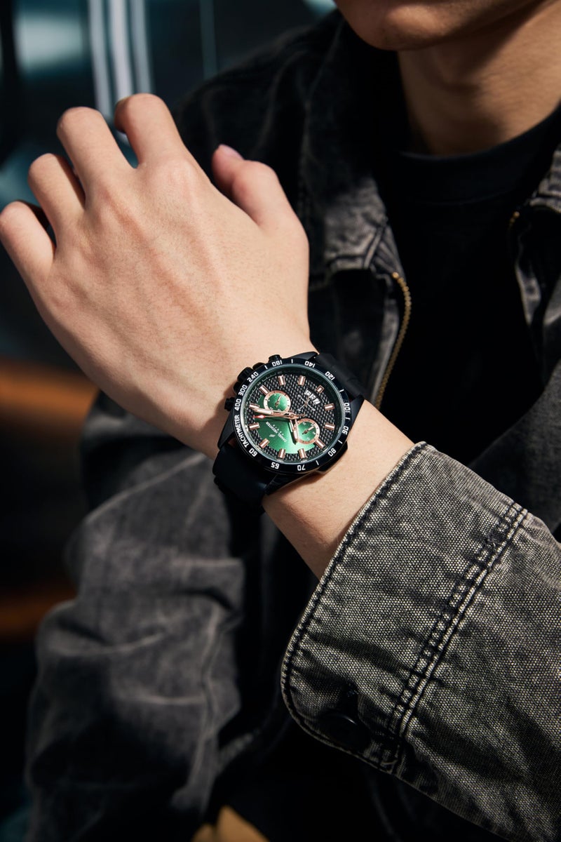 Daniel Hechter Paris Pantheon Collection Pantheon Collection Unique Multifunctional Watch for Men with Textured Round Dial Silicon Strap & Date Indicator-DHM1010 - Image 2
