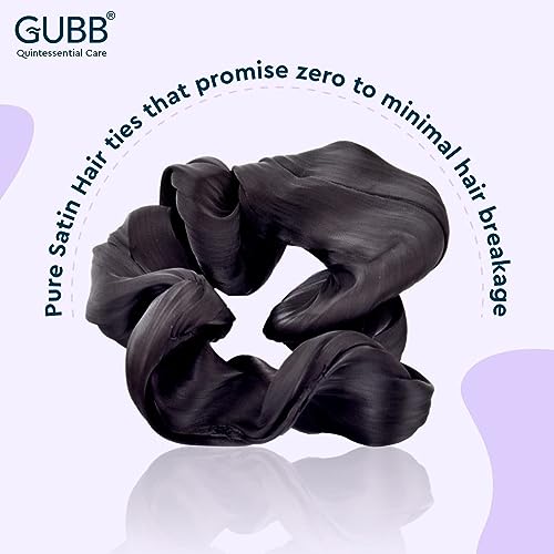 GUBB Satin Scrunchies For Women | Minimises Hair Loss & Breakage | Prevents Dents, Snags & Ridges - Black - Image 5
