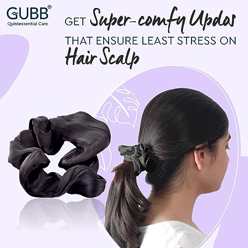 GUBB Satin Scrunchies For Women | Minimises Hair Loss & Breakage | Prevents Dents, Snags & Ridges - Black - Image 3