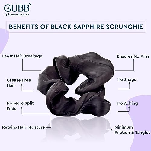 GUBB Satin Scrunchies For Women | Minimises Hair Loss & Breakage | Prevents Dents, Snags & Ridges - Black - Image 4