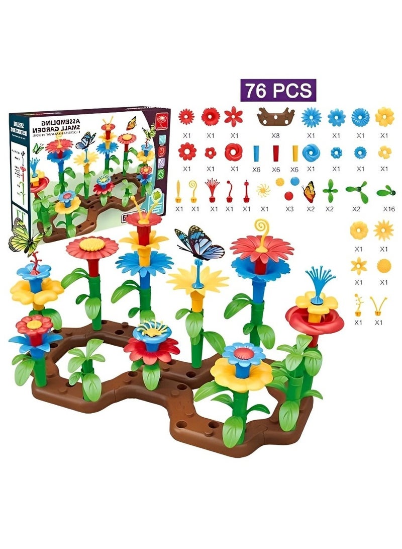 مجموعة زهور بلاستيكية تركيبية ملونة، ألعاب مونتيسوري لتعزيز التفكير التنموي وتنمية المهارات الحركية والحسية للأطفال الصغار، أدوات دعم التدريب للمعلمين والآباء، هدية مميزة (مجموعة من 76 قطعة) - Image 1