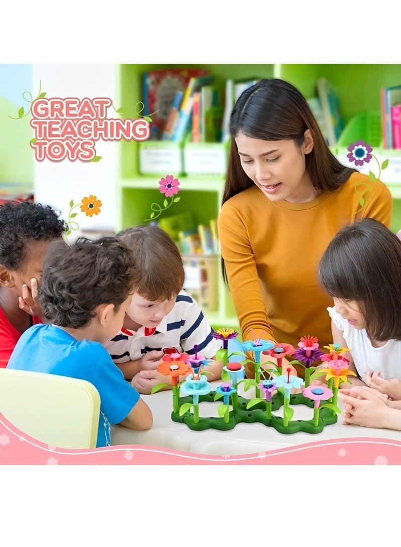 مجموعة زهور بلاستيكية تركيبية ملونة، ألعاب مونتيسوري لتعزيز التفكير التنموي وتنمية المهارات الحركية والحسية للأطفال الصغار، أدوات دعم التدريب للمعلمين والآباء، هدية مميزة (مجموعة من 76 قطعة) - Image 3