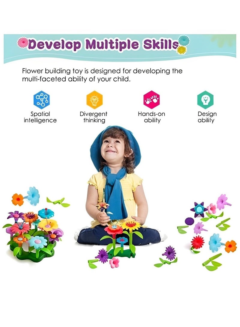 مجموعة زهور بلاستيكية تركيبية ملونة، ألعاب مونتيسوري لتعزيز التفكير التنموي وتنمية المهارات الحركية والحسية للأطفال الصغار، أدوات دعم التدريب للمعلمين والآباء، هدية مميزة (مجموعة من 76 قطعة) - Image 5