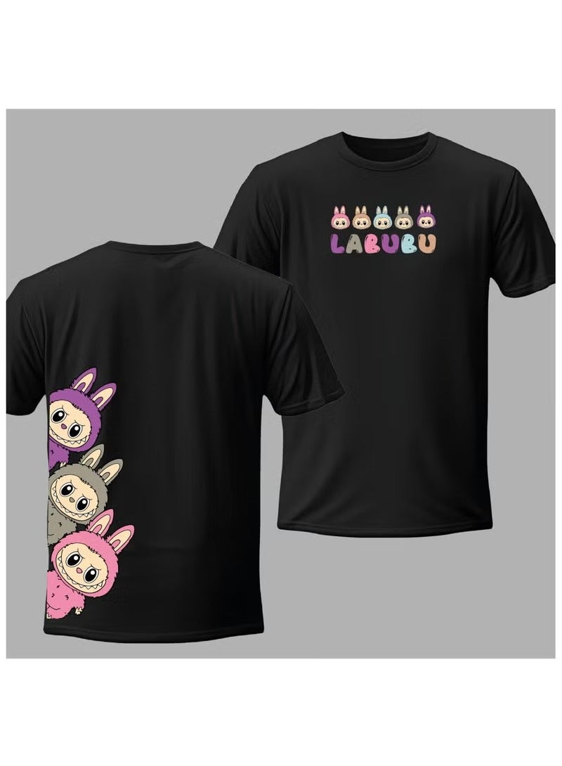 لابوبو تي شيرت LABUBU - ملابس كاجوال للجنسين بأكمام قصيرة، قميص قطني خالص لطيف وعصري باللون الأسود - Image 2