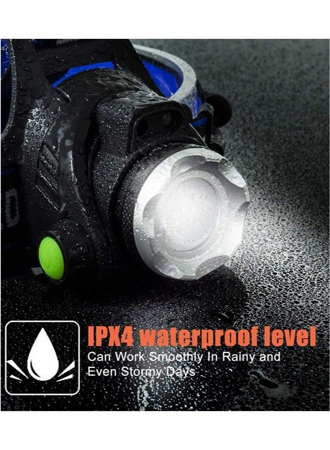 Super Bright Headlamp, USB Rechargeable Led Head Lamp, IPX4 Zoomable Waterproof Headlight with 3 Modes and Adjustable Headband for Camping, Hiking, Outdoors, Hunting, Running - Image 4