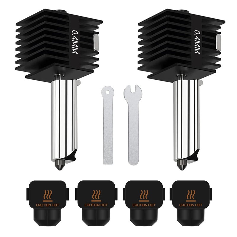 HzdaDeve مجموعة رأس الطباعة HzdaDeve 2 حزمة A1 Mini/A1 Hotend ترقية إكسترويدر عالية الحرارة 0.4MM فوهة فولاذية صلبة بديلة مع 4 قطع غطاء سيليكون لملحقات طابعة Bambu Lab 3D - Image 1