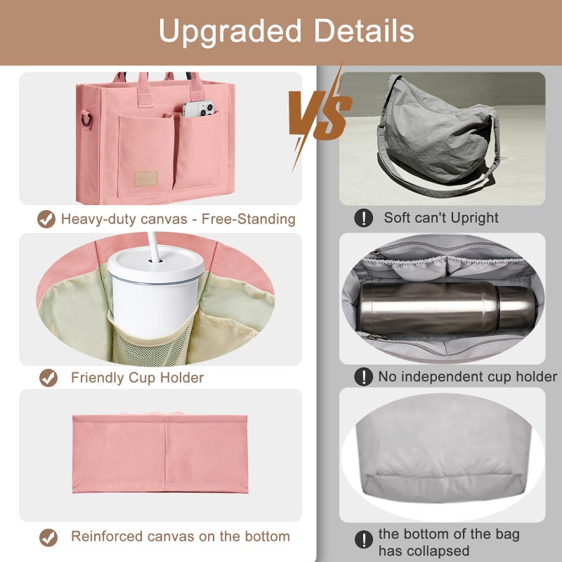 GASSDA Canvas Tote Bag for Women Crossbody Work Purse with Pockets Top Handle Handbag Satchel Bags for Travel Nurse Teacher - Image 4