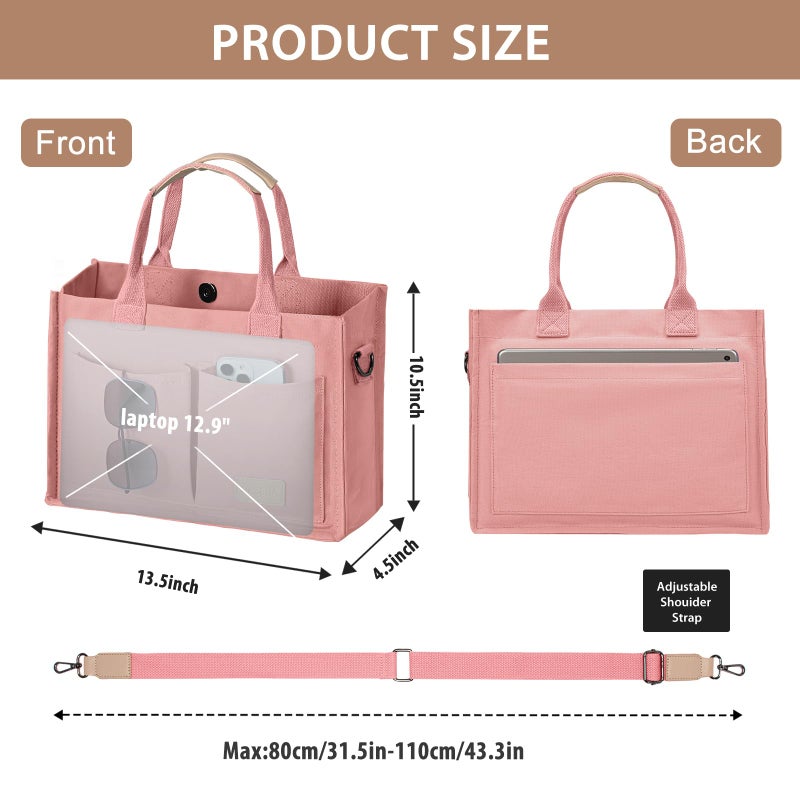 GASSDA Canvas Tote Bag for Women Crossbody Work Purse with Pockets Top Handle Handbag Satchel Bags for Travel Nurse Teacher - Image 3