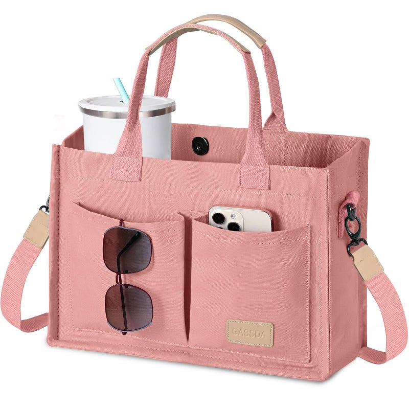 GASSDA Canvas Tote Bag for Women Crossbody Work Purse with Pockets Top Handle Handbag Satchel Bags for Travel Nurse Teacher - Image 1