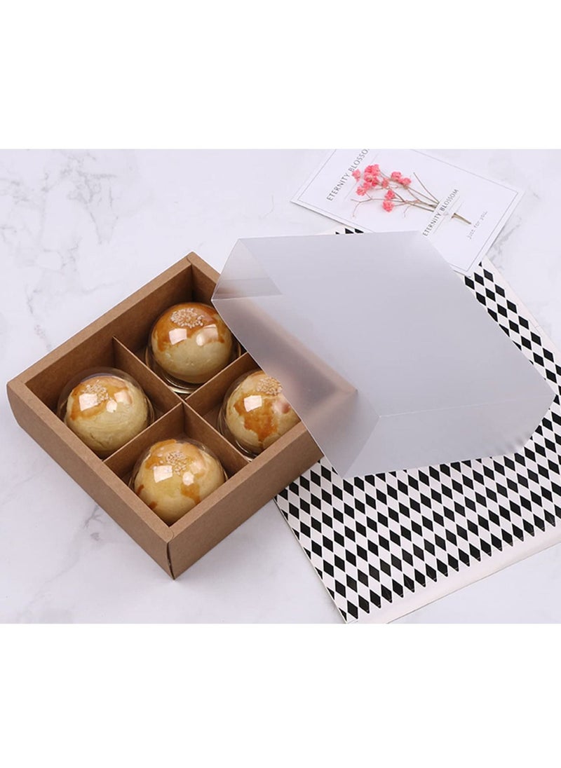 KASTWAVE - Cupcake Boxes with Inserts and Display Windows, Brown Kraft Treats Gift Boxes, Cupcake Containers for Baking Pastries Goodies Biscuits (15 Packs 4 Lattices) - Image 1