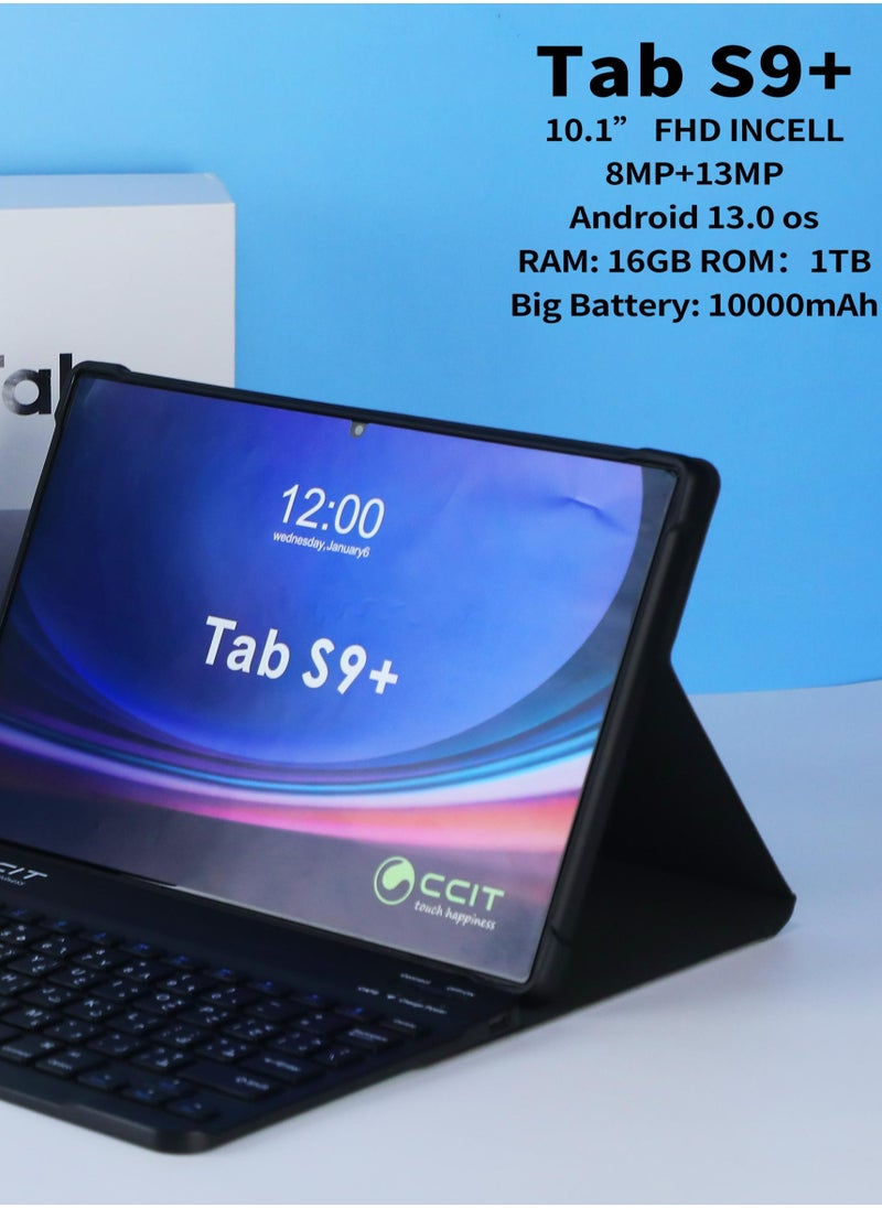 CCIT Tab S9+ 10.1 Inch Full HD0 Display Android 13 Tablet 16GB RAM 1TB ROM 10000 mAh Battery with Keyboard and Mouse blue color