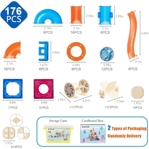 MAGBLOCK Magnetic Tiles 176Pcs Marble Run Children's Educational Toys for Developing Mathmatics and Physics Skills and for Developing Creativity and Imagination Toys for Kids Age 8 9 10+ Years Old - Image 5