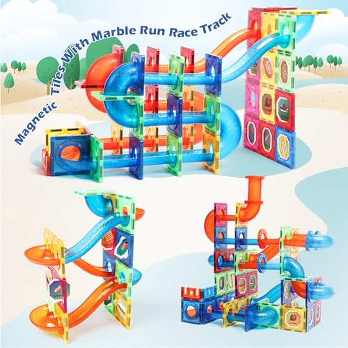 MAGBLOCK Magnetic Tiles 176Pcs Marble Run Children's Educational Toys for Developing Mathmatics and Physics Skills and for Developing Creativity and Imagination Toys for Kids Age 8 9 10+ Years Old - Image 4