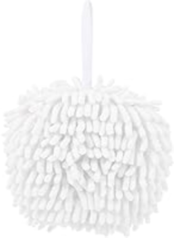 Yardwe Chenille Hand Towels Ball Bathroom Hand Towels with Loop Soft Absorbent Hanging Hand Ball Towel Thick Drying Cloth Hand Towel for Home Kitchen& Bathroom