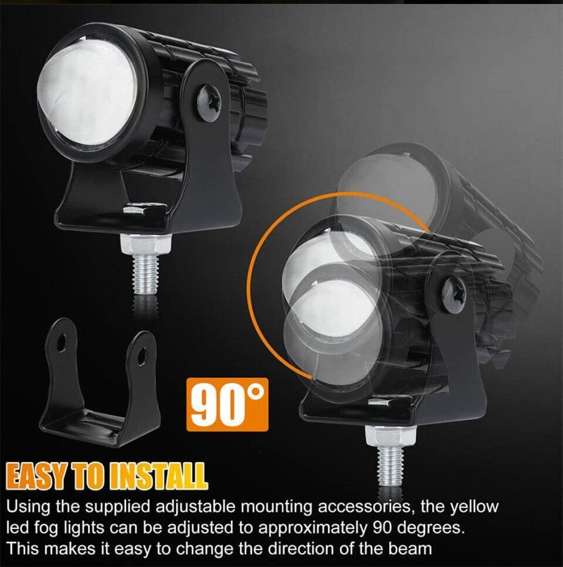 SORAX U1 LED Driving Fog Lights, Motorcycle Auxiliary Spot Lights Amber and White Projector High Low Beam Lights Replacement for All Motorbike Cars SUV ATV (Pack 2) - Image 3