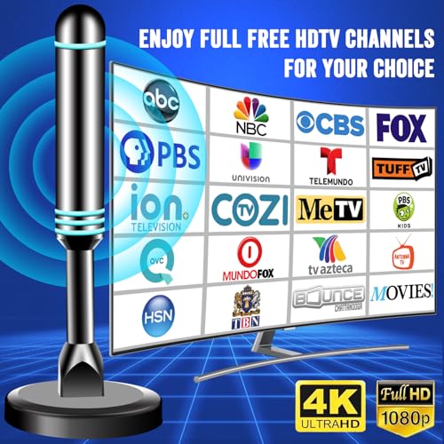 DTVSMARTSHOW Digital Antenna for Smart TV Indoor, TV Antenna for Local Channels, Strong Magnetic Base TV Antenna Indoor for Easy Installation, Long Range Reception for 4k 1080p, Support All Smart/Old TVs (Blue) - Image 3