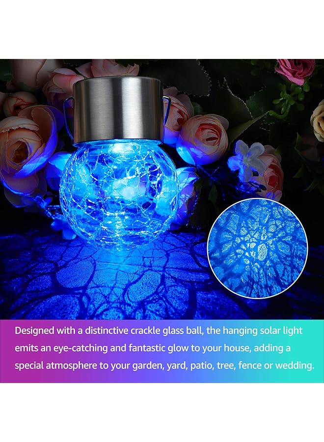 erorex 12 Pack Hanging Solar Lights Decorative Cracked Glass Ball Light Multicolor Solar Powered Waterproof Globe Lighting For Garden Tree - Image 5