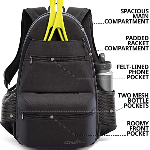 Athletico Compact City Tennis Backpack (Black) - Image 2