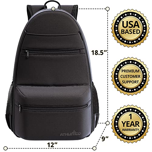 Athletico Compact City Tennis Backpack (Black) - Image 5