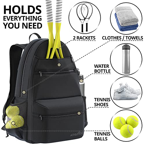 Athletico Compact City Tennis Backpack (Black) - Image 4
