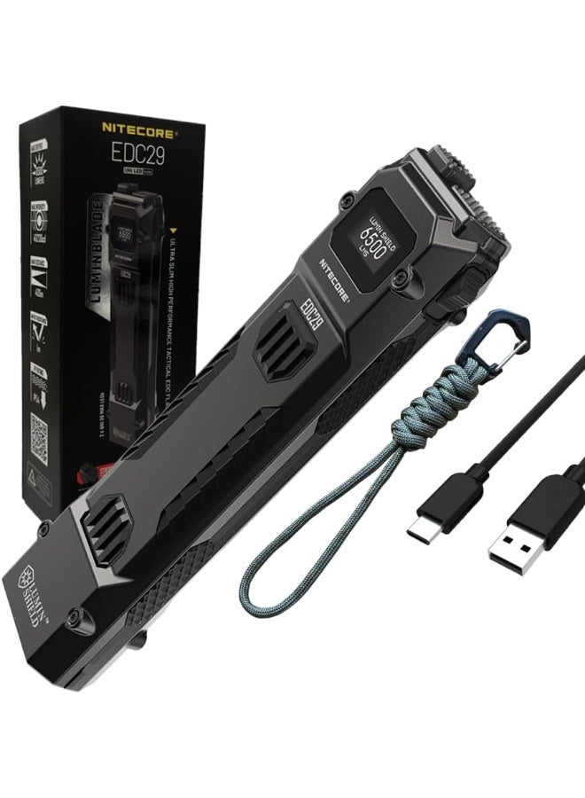 Nitecore EDC29-6500 Lumen Every Day Carry Rechargeable Flashlight with Eco-Sensa USB-C Charging Cable - Image 1